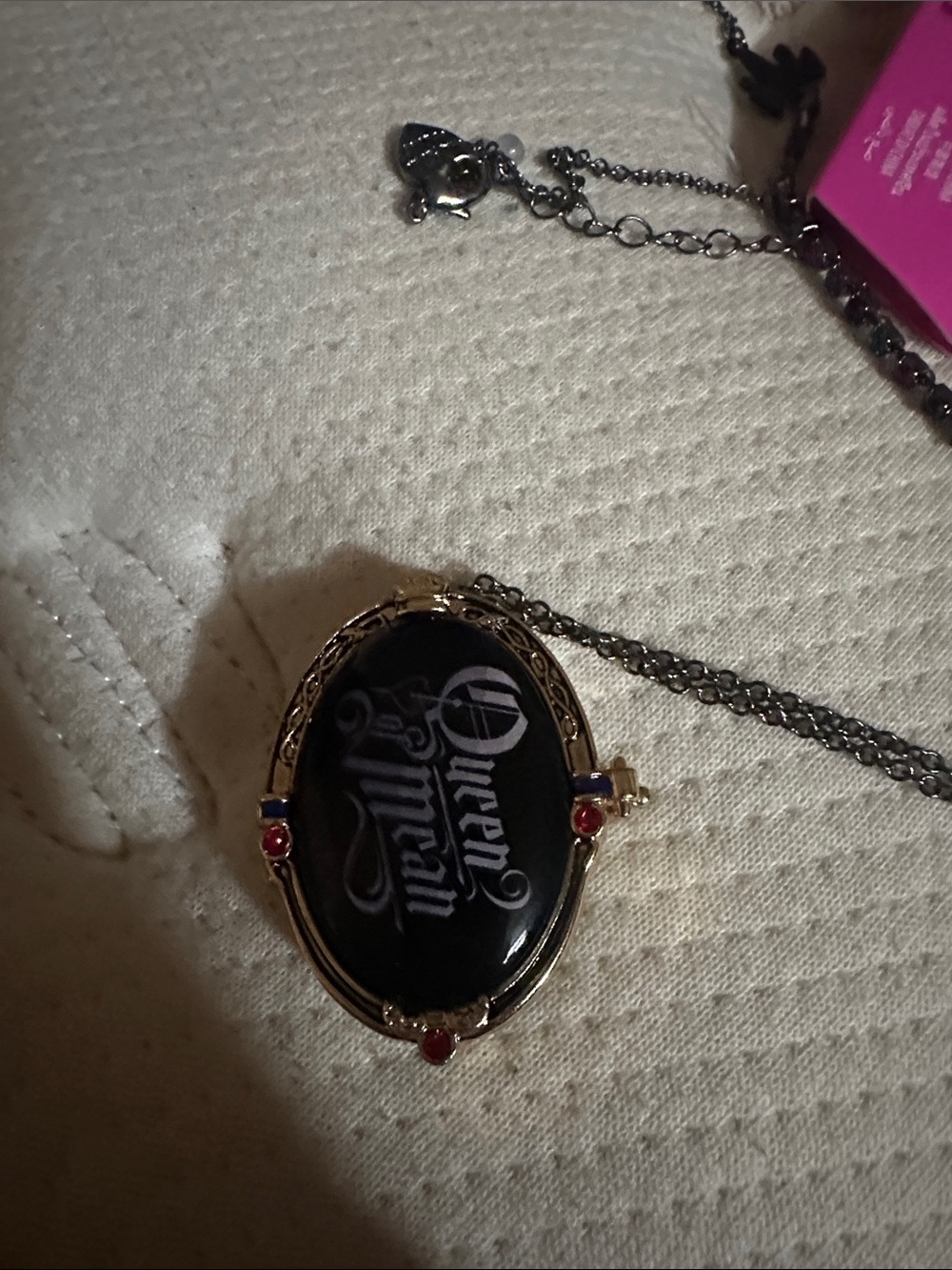 Betsey Johnson Disney Evil Queen Locket Necklace in Pink and Black - Picture 2 of 2
